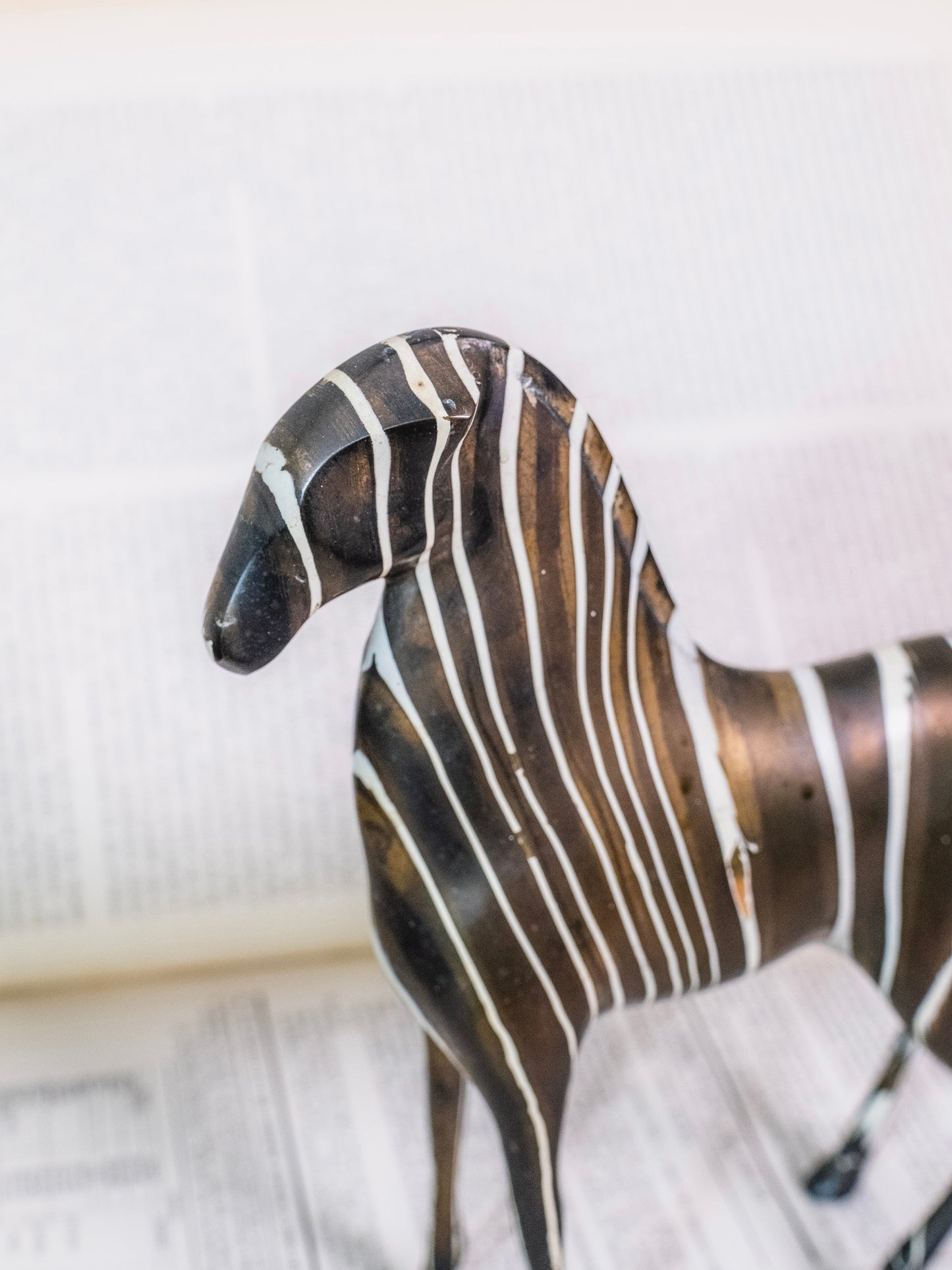Vintage Bronze Modernist Zebra Figurine