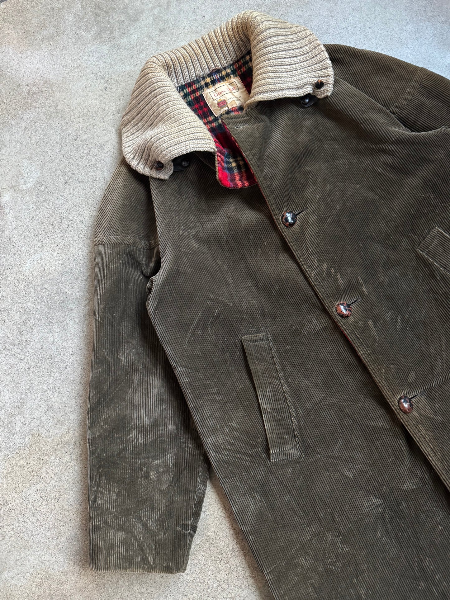 Vintage 1970s Zero King “The Goal Coat” Green Corduroy Wool Lined Winter Jacket | 40