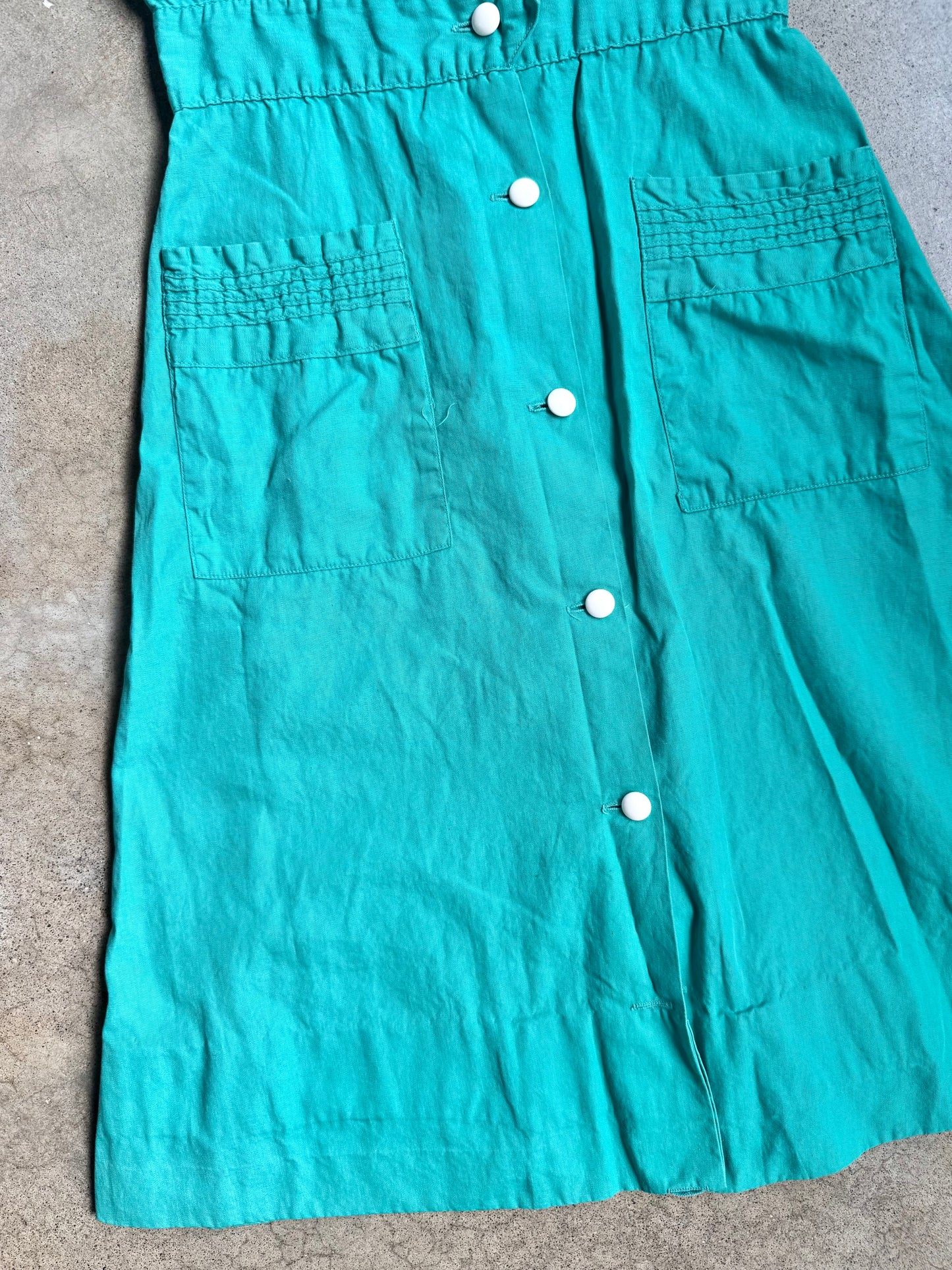 Vintage 1940s Teal & White Corliss Uniform Dress | XS