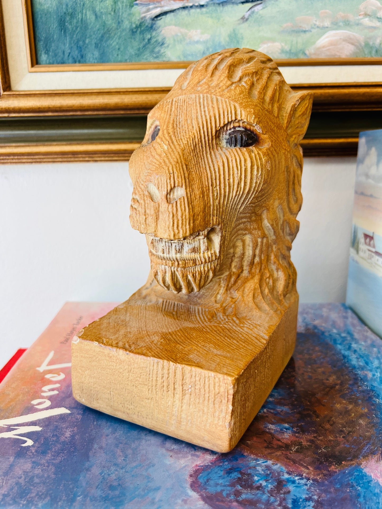 Vintage 1960s Lion Head Bookend