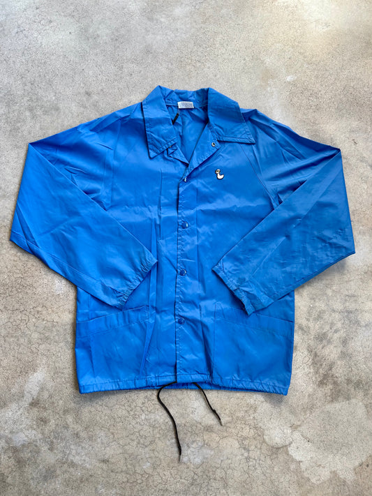 Vintage 1980s Duckster Sportswear Blue Snap Button Windbreaker Jacket | Medium