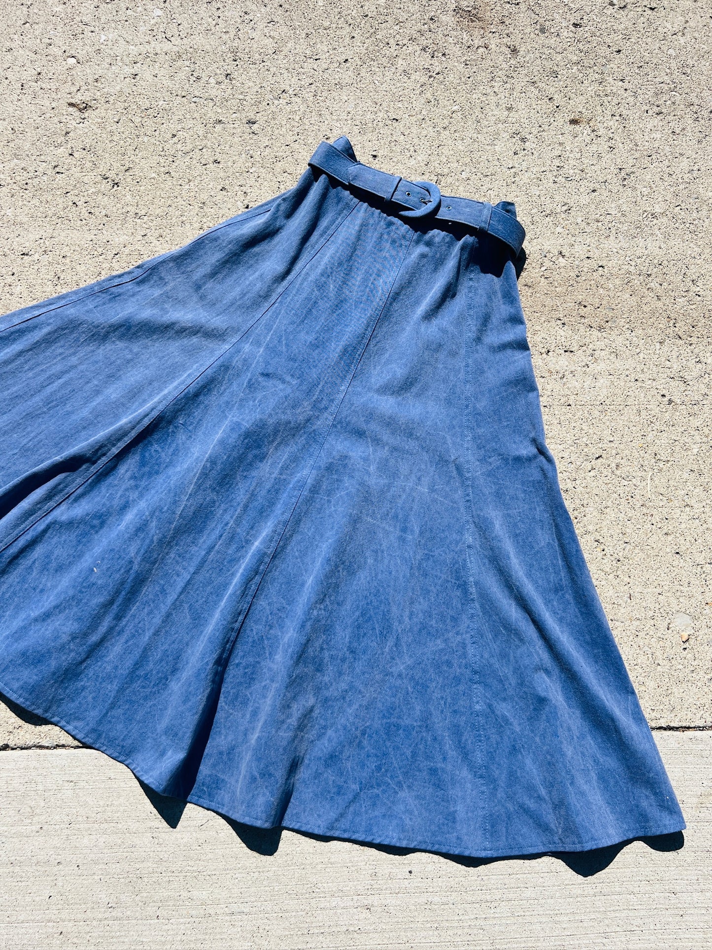 Vintage 1980s Western Wear Belted Maxi Skirt | Small