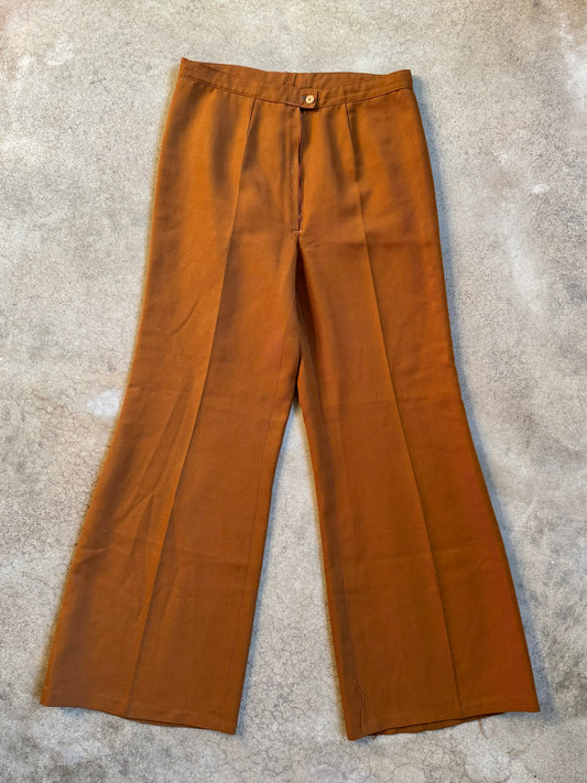 Vintage 1970s Burnt Orange Flared Pants | Waist 29”
