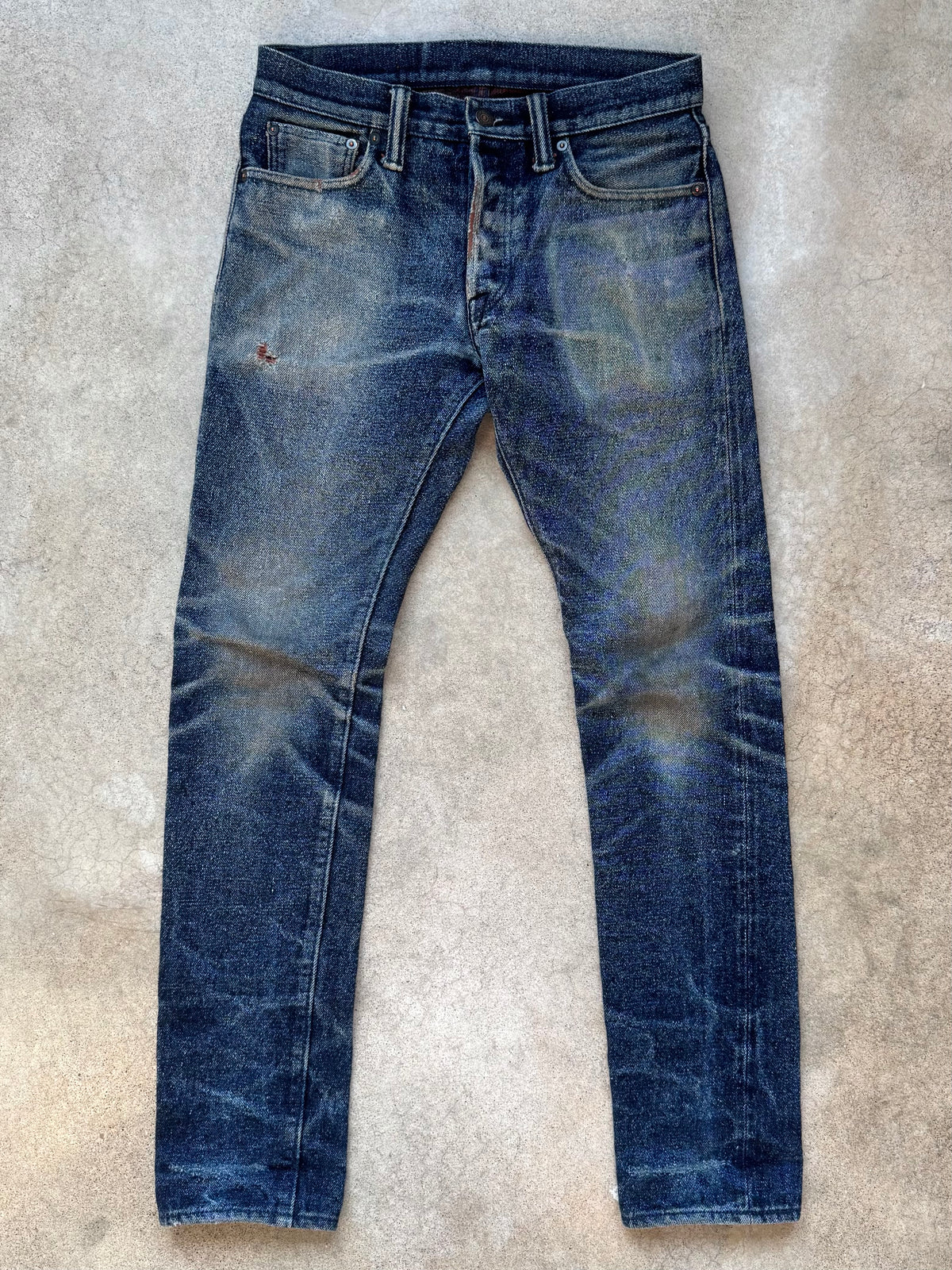 Pure Blue Okayama Denim Japanese Selvedge 18oz Kakishibu Faded Jeans | Waist 30”