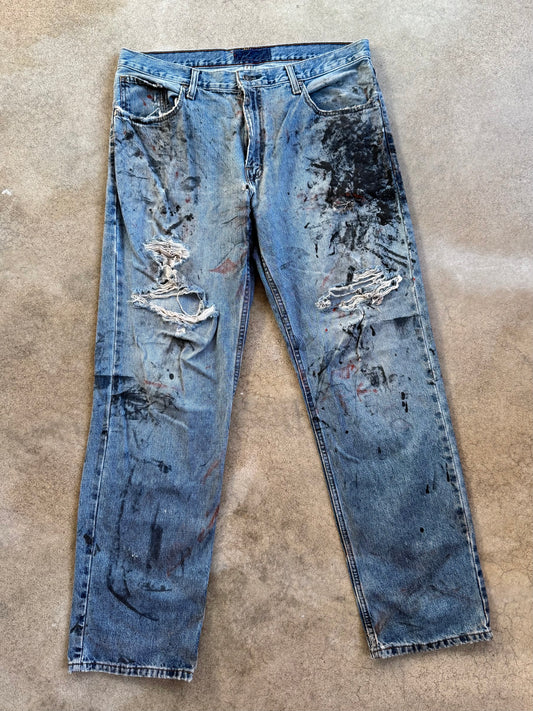 Vintage 1990s Arizona Jean Co. Distressed Paint Splatter Jeans | Waist 38”