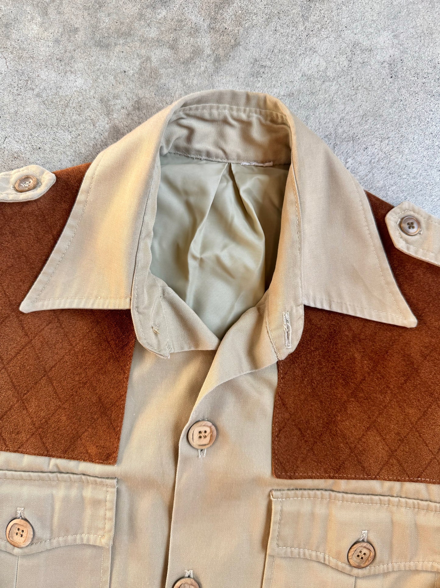Vintage Woolrich Suede Patch Safari-Style Hunting Jacket | Large