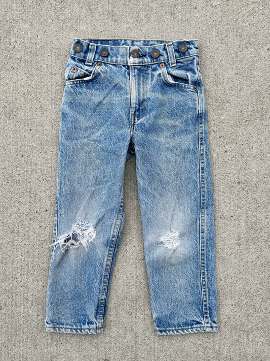 Vintage Kids’ Little Levi’s Orange Tab Distressed Jeans | Youth (5)