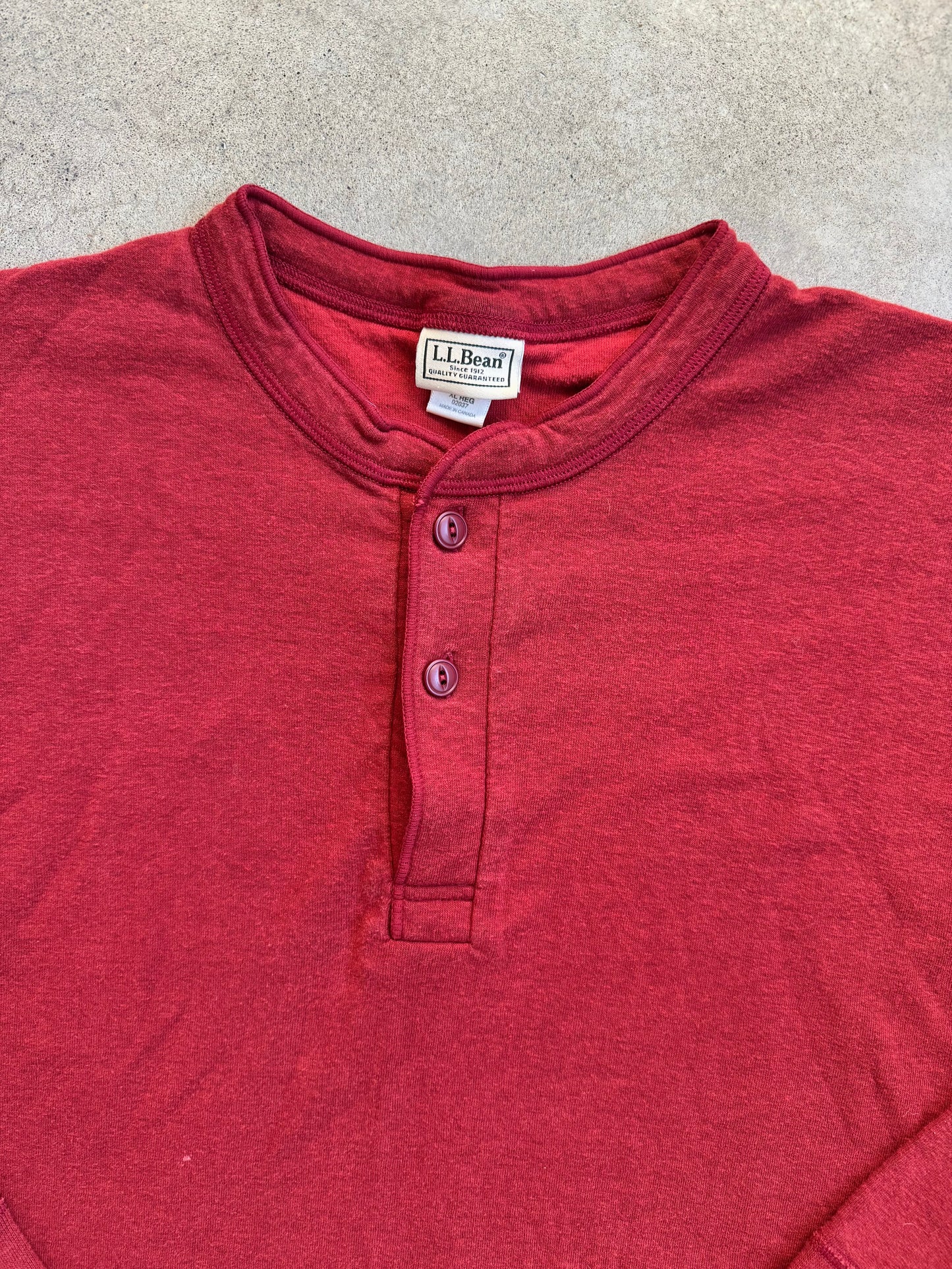 Vintage L.L. Bean River Drivers Red Wool-Blend Henley Shirt | XL