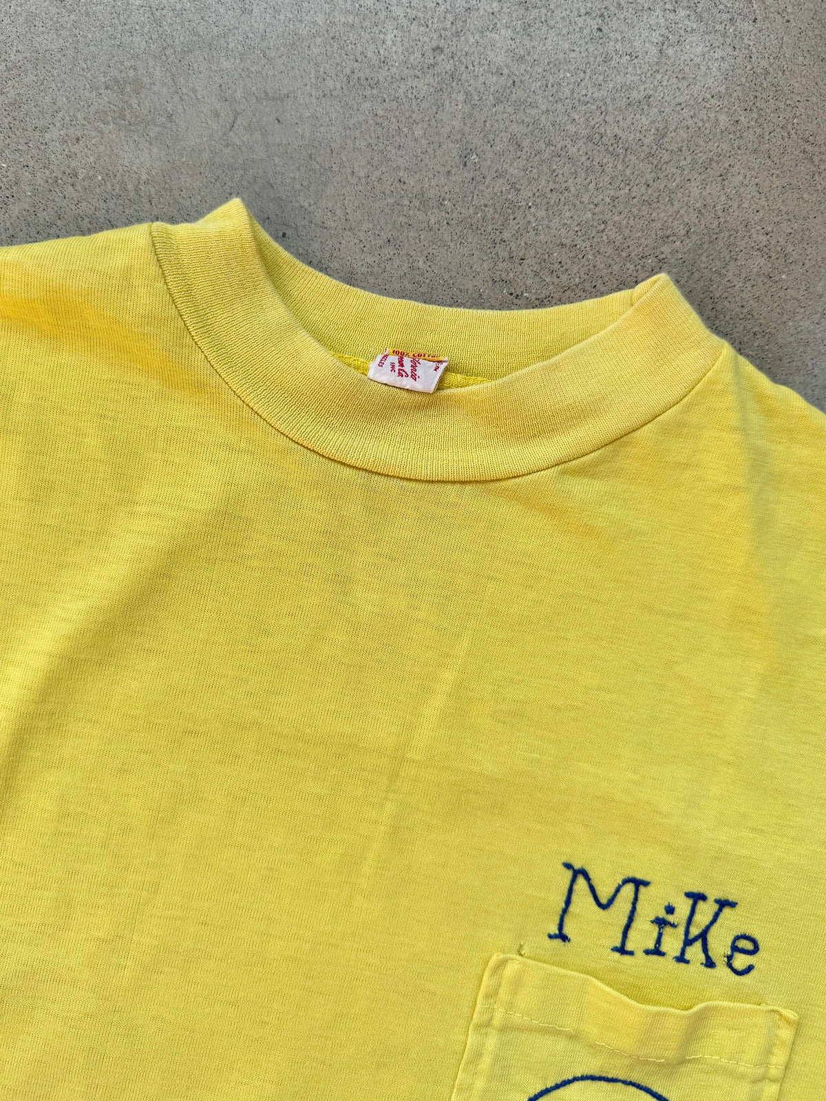 Vintage 1960s Turtle King Yellow “Coach Mike” Embroidered Tee | Large