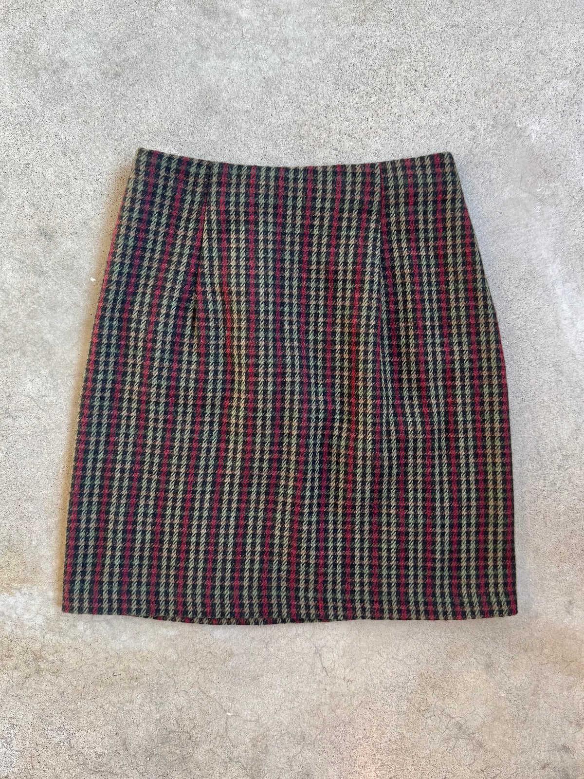 Vintage 1990s Tracy Evans Plaid Wool-Blend Mini Wrap Skirt | Waist 25”