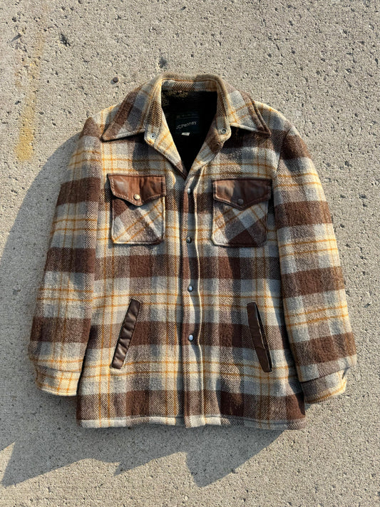 Vintage JCPenney Sherpa Lined Plaid Wool Jacket | Medium