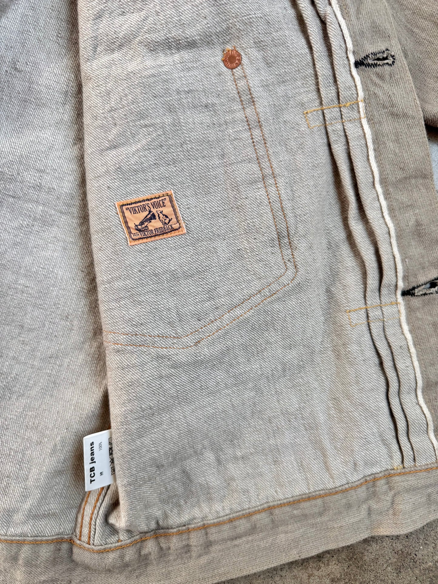 Vintage-Style TCB Jeans Tan Selvedge Denim Buckleback Jacket | 40