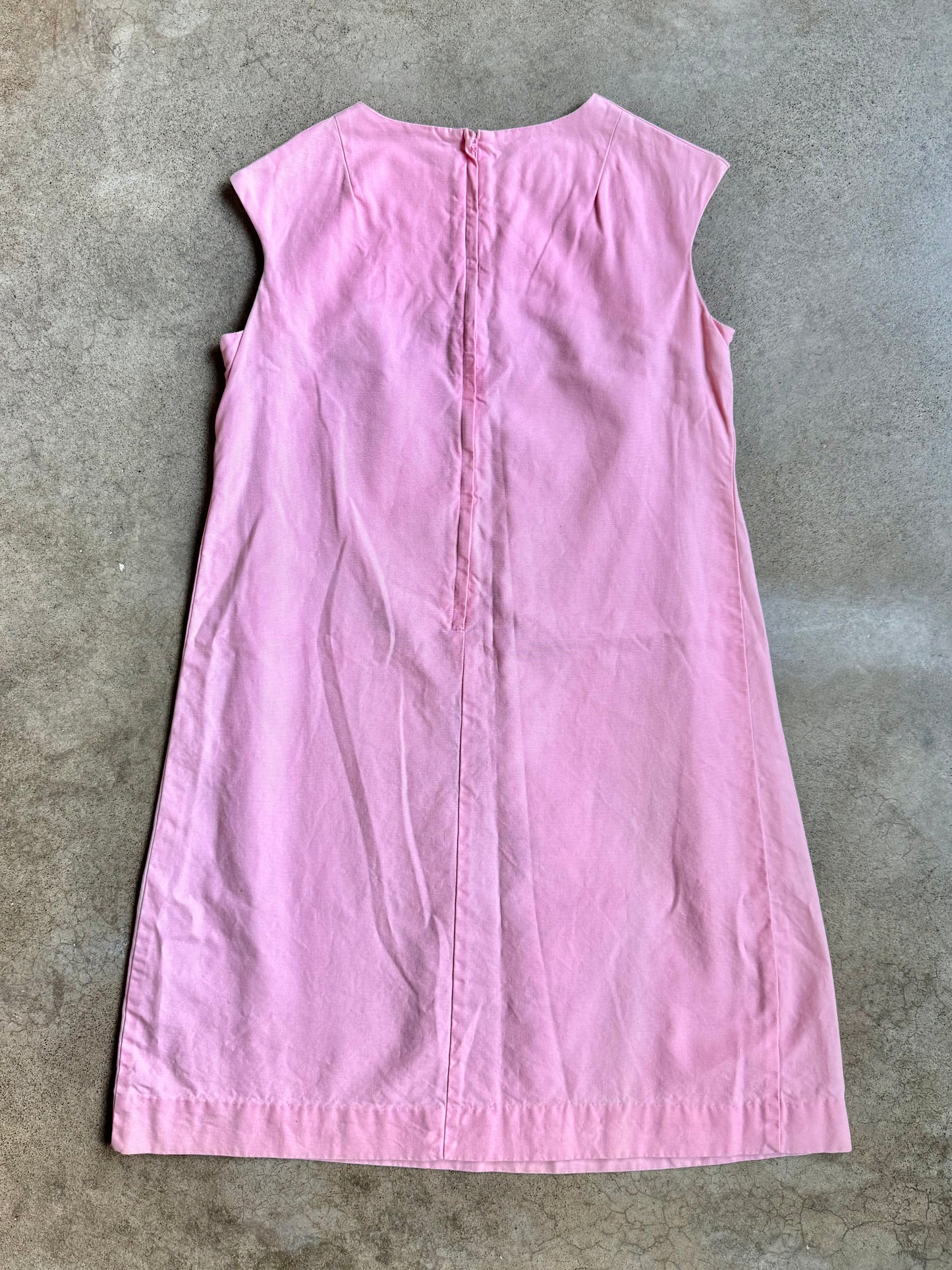 Vintage 1960s Phil Jacobs Pink Fruit Embroidered Shift Dress | Medium