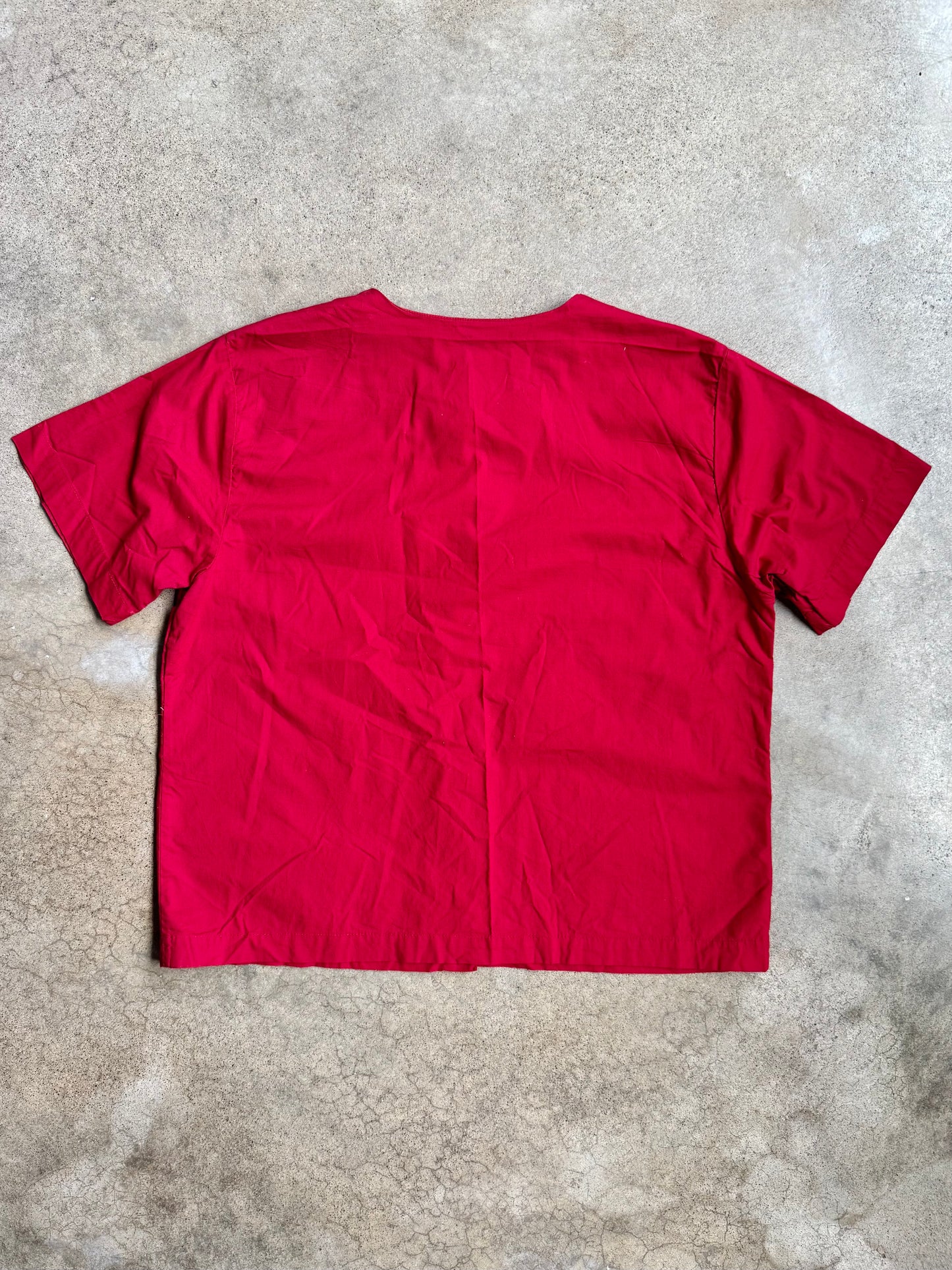 Vintage 1980s New Directions Red Embroidered Two-Piece Summer Set | Medium