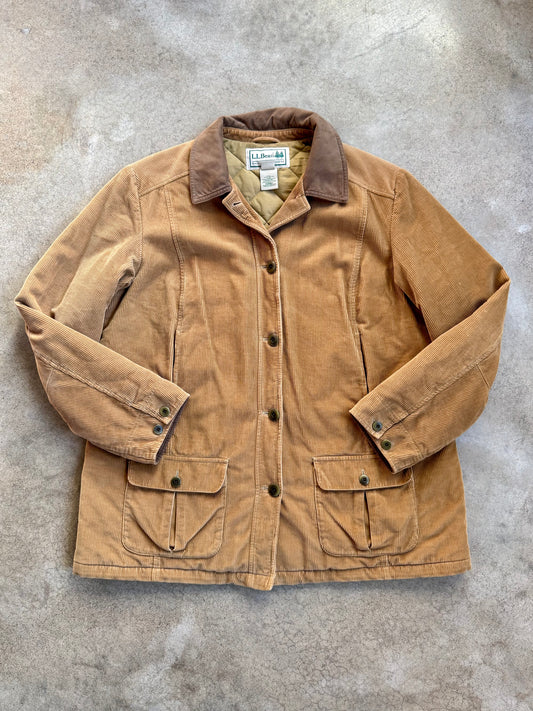 2000s L.L. Bean Tan Corduroy Quilt Lined Barn Jacket | XL