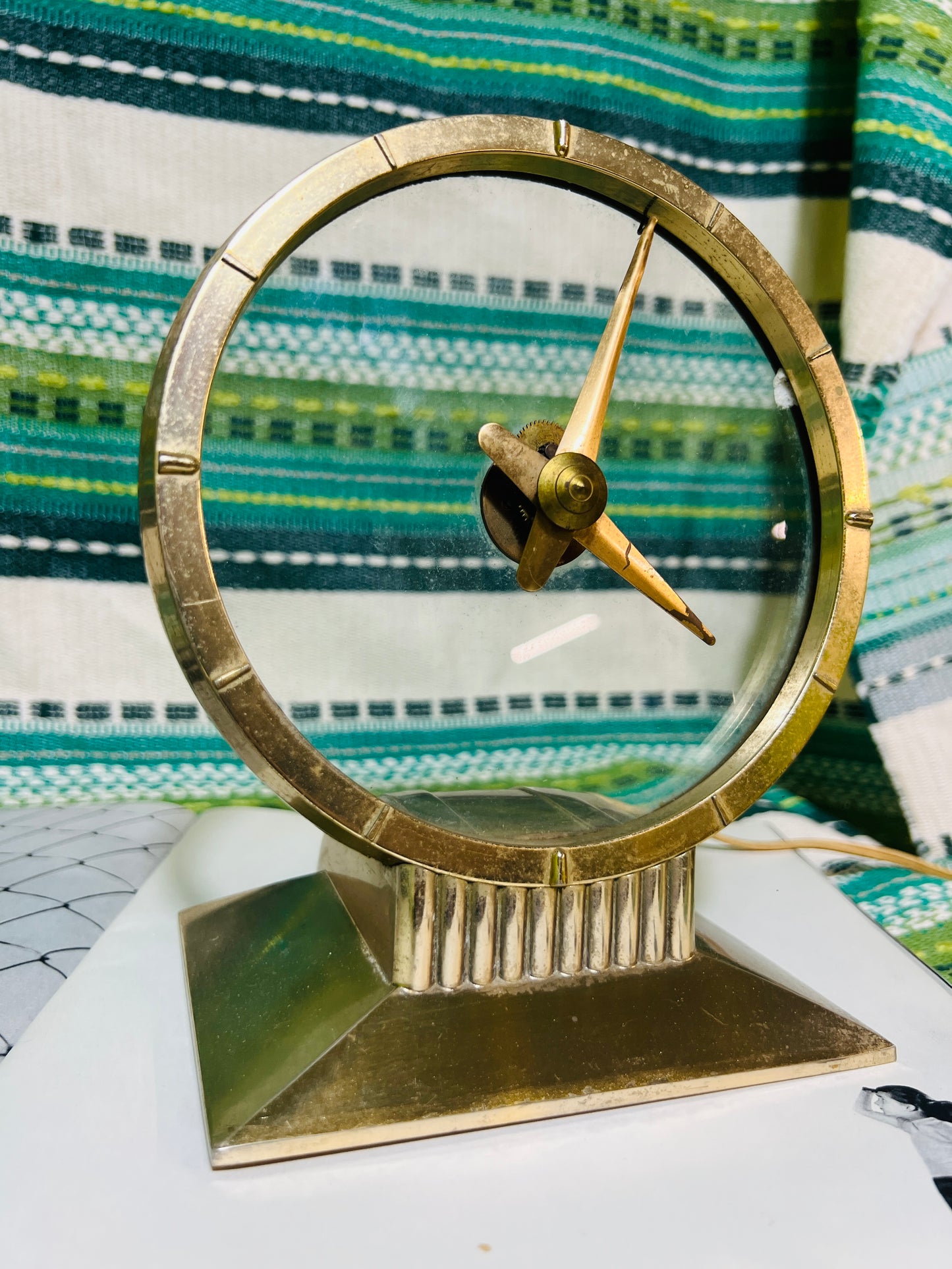 Vintage 1950s Haddon Golden Visionette Electric Clock