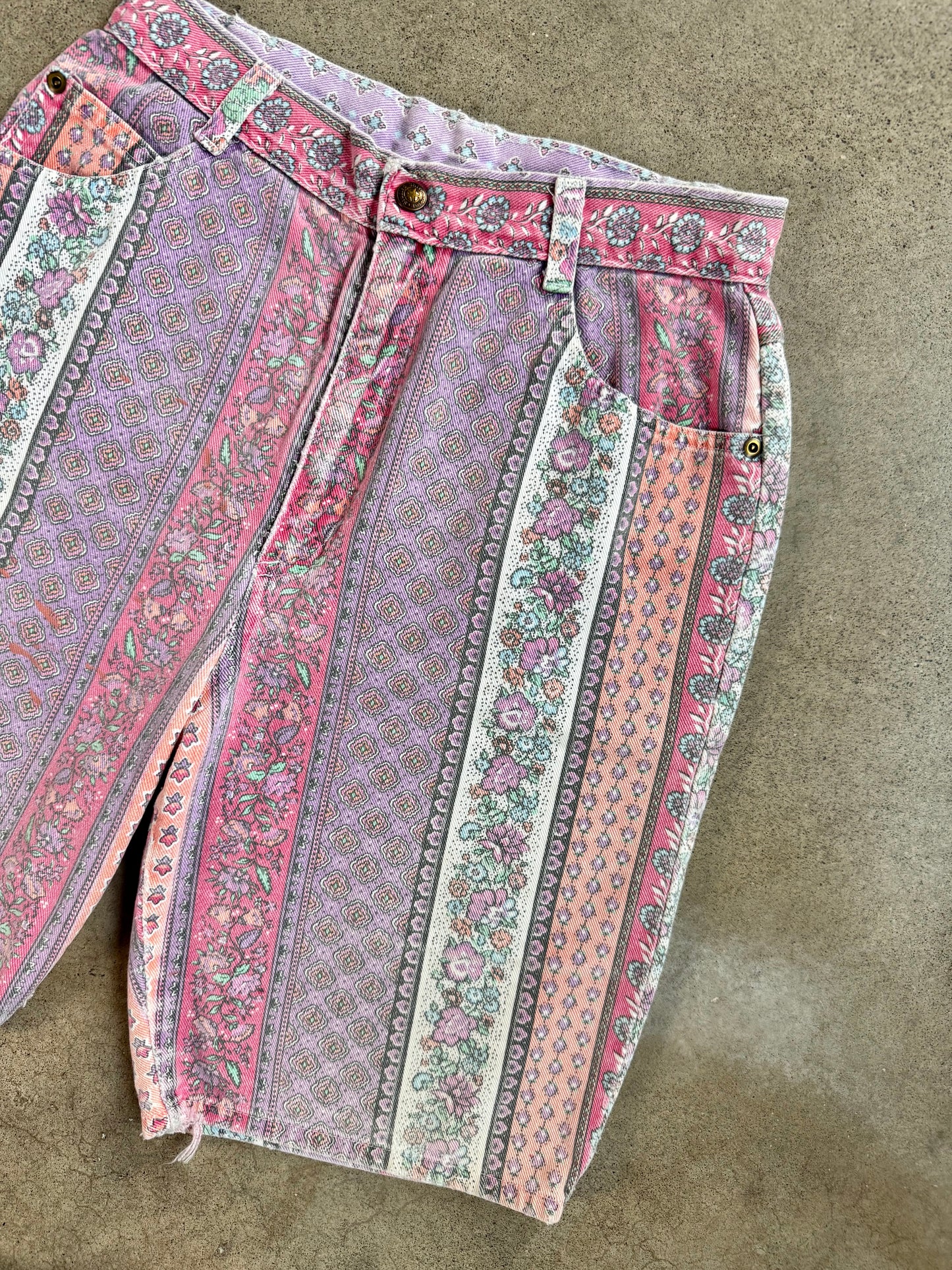 Vintage 1980s Stuffed Shirt Jeanswear Multi-Pattern High-Waisted Shorts | Waist 27”