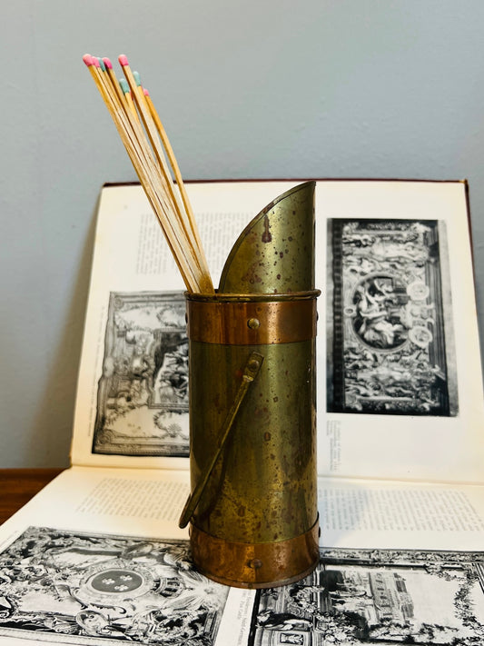 Vintage 1950s Brass and Copper Matchstick Holder