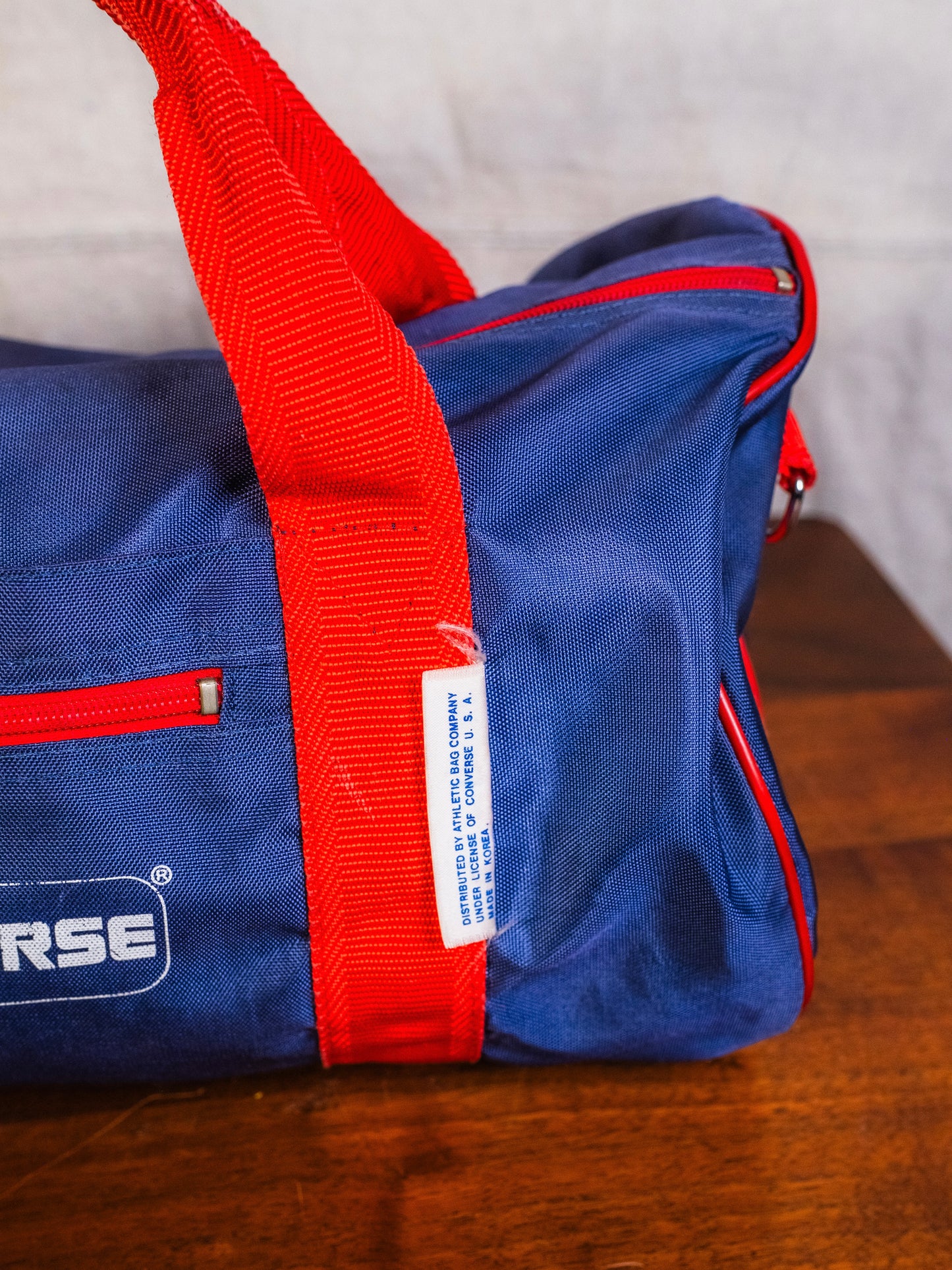 Vintage 1990s Converse Navy Blue & Red Small Duffel Bag