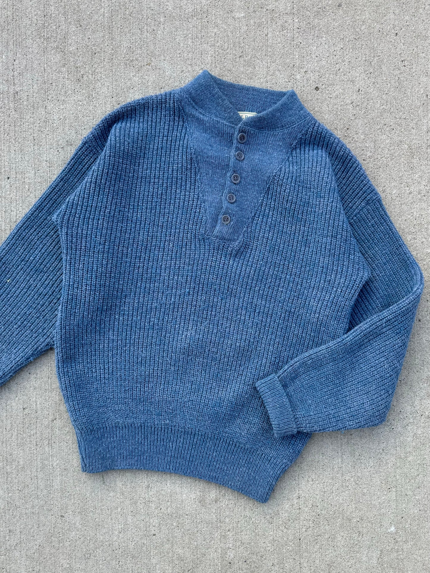 Vintage L.L. Bean High Trek Blue Henley Sweater | Medium