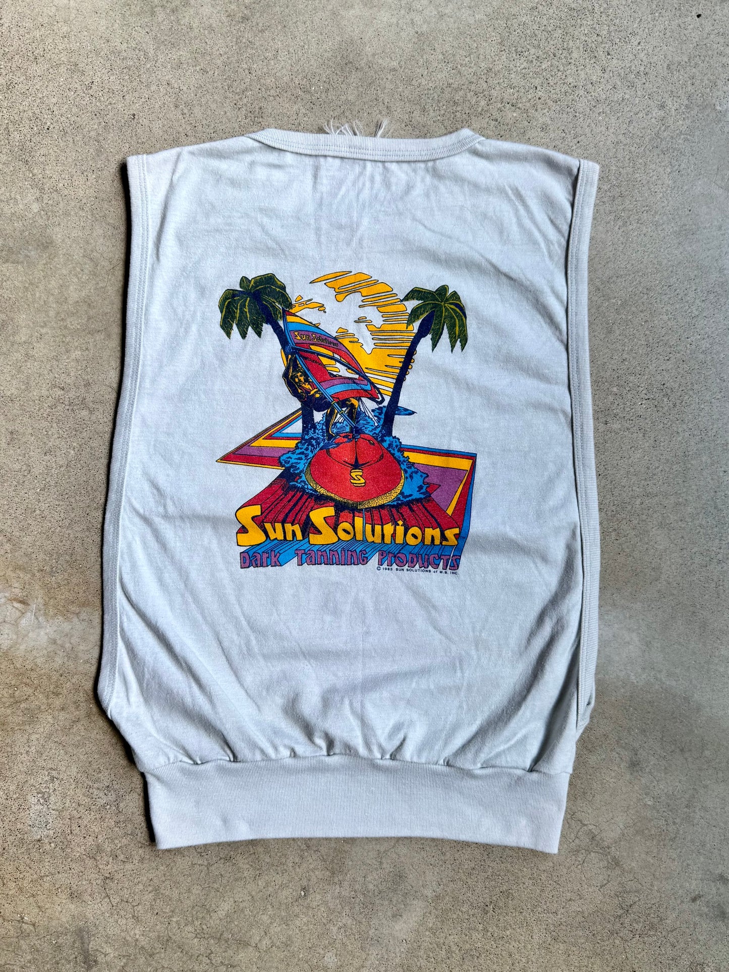 Vintage 1980s Sun Solutions Tanning Open-Side Muscle Tank | Medium