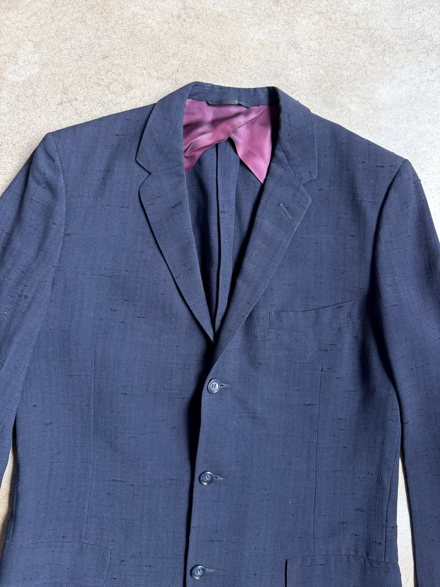 Vintage 1940s Palm Beach Company “Palm Beach Cloth” Navy Blue Two-Piece Suit | 38L