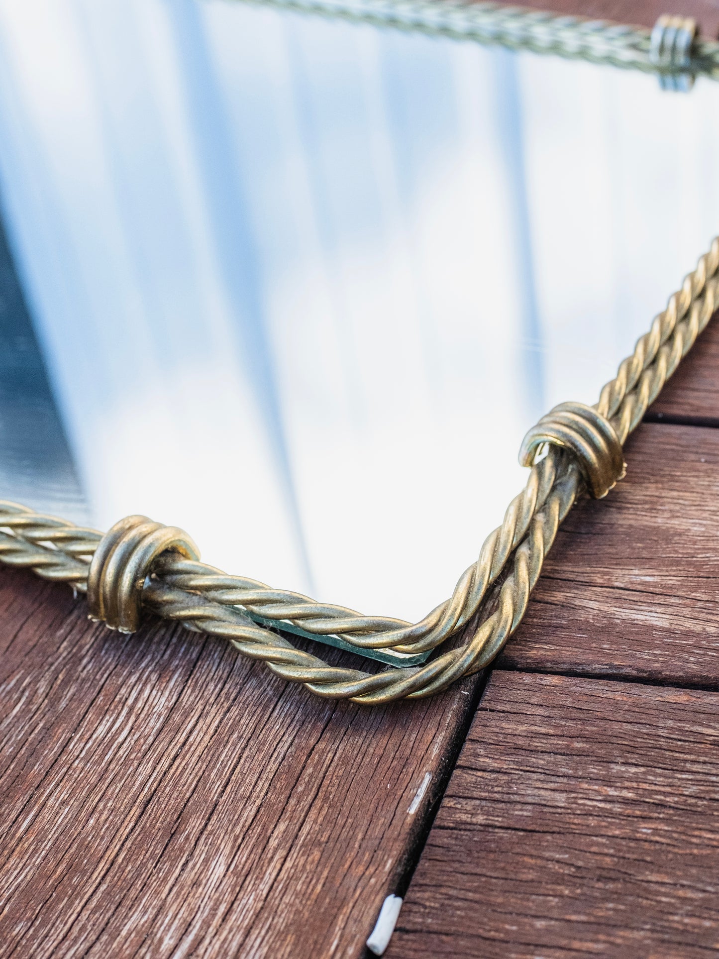 Vintage 1980s Metal Rope Border Vanity Tray/Wall Mirror