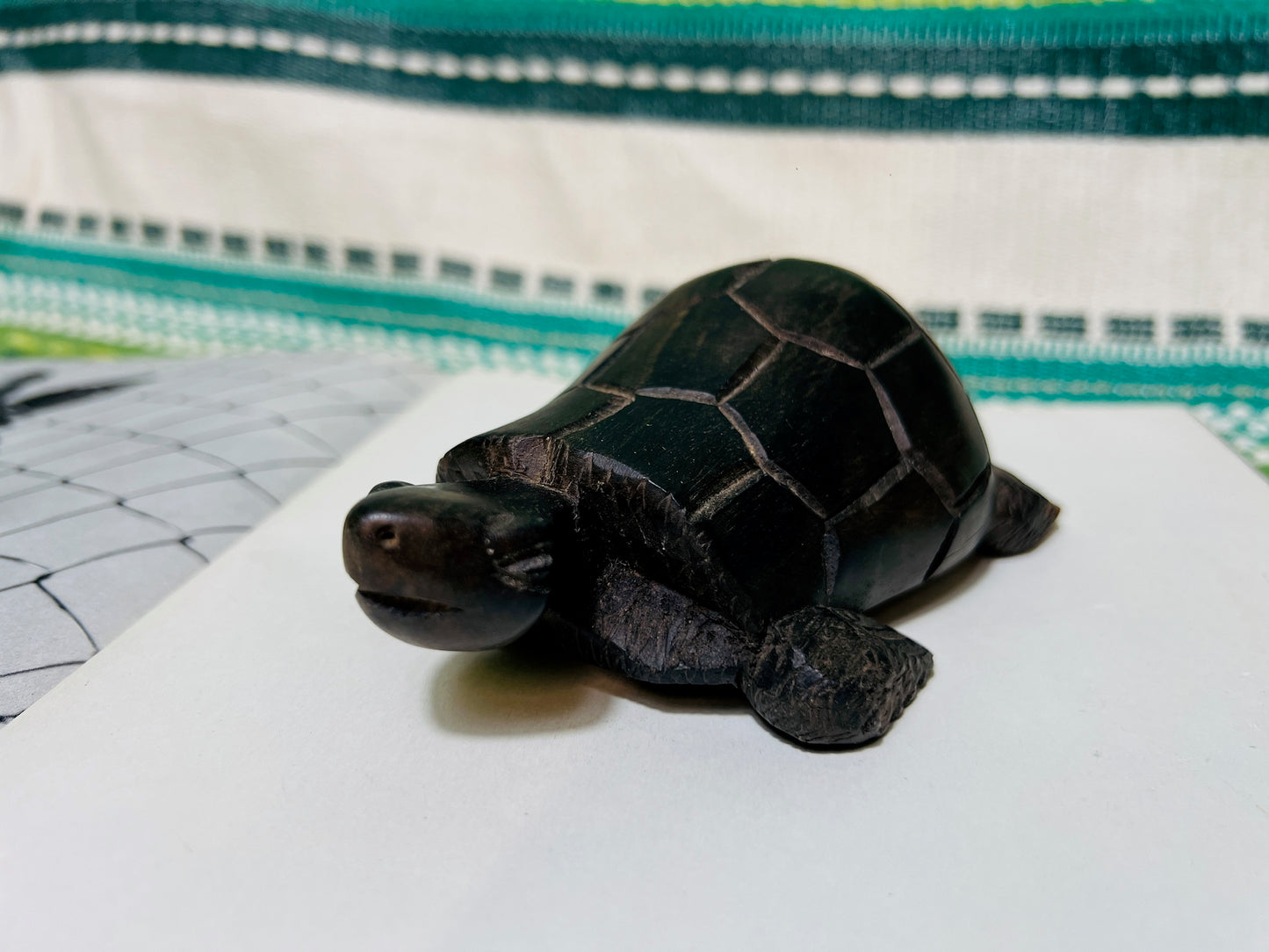 Vintage Solid Wood Hand Carved Turtle