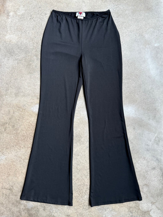 Vintage 1990s Venus Black Mid-Rise Flared Pants | Large