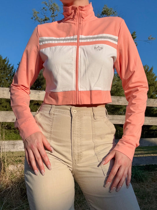 2000s L.E.I. Two-Tone Cropped Zip-Up Athletic Jacket | Large