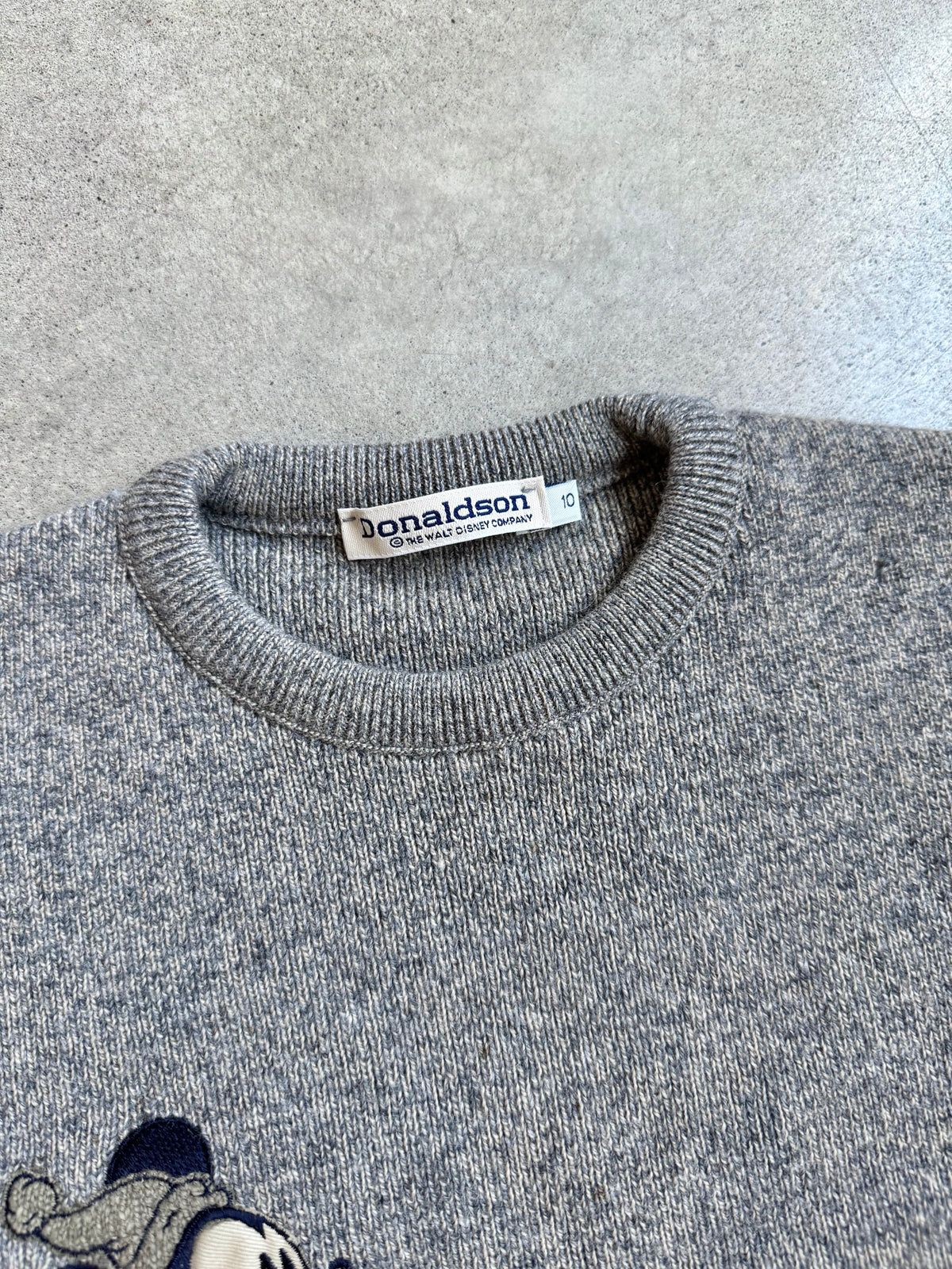 Vintage 1980s/90s Donaldson “Mickey Walking Pluto” Embroidered Wool Sweater | Youth M/L