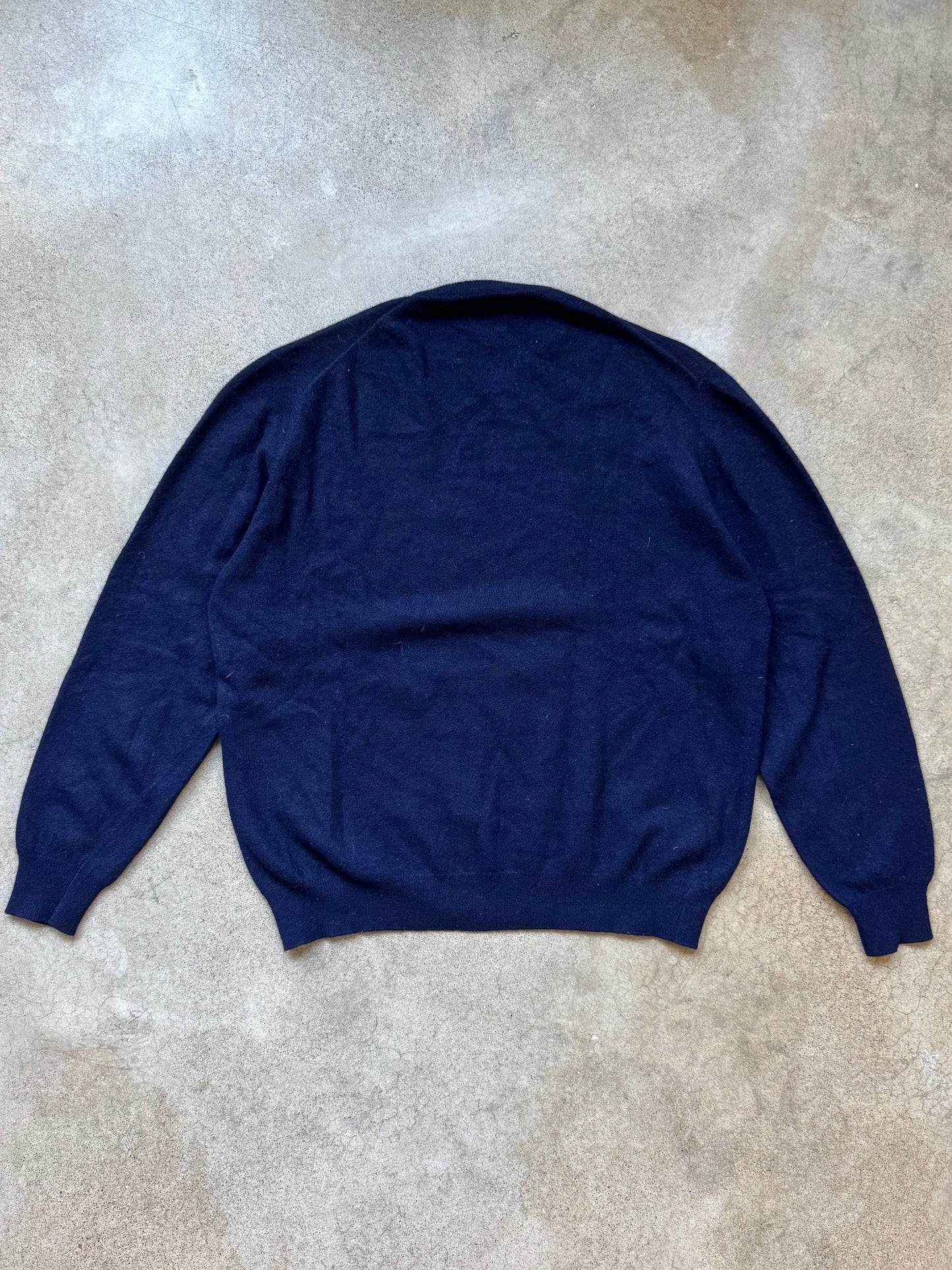 Vintage 1950s Brooks Brothers Navy Blue Geelong Lambswool Sweater | Large