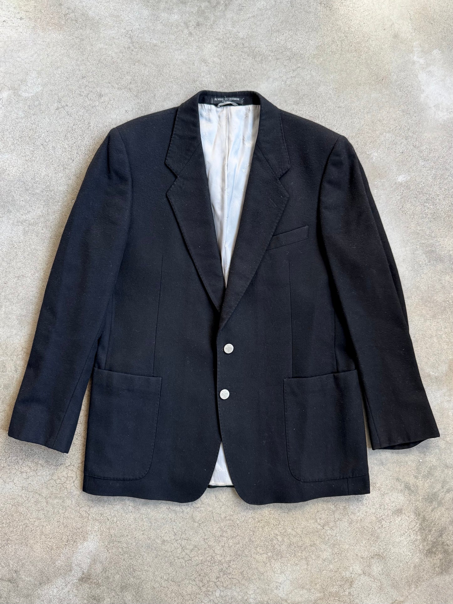 Vintage 1980s Vivara by Emilio Pucci Black Wool & Cashmere Suit Jacket | 42