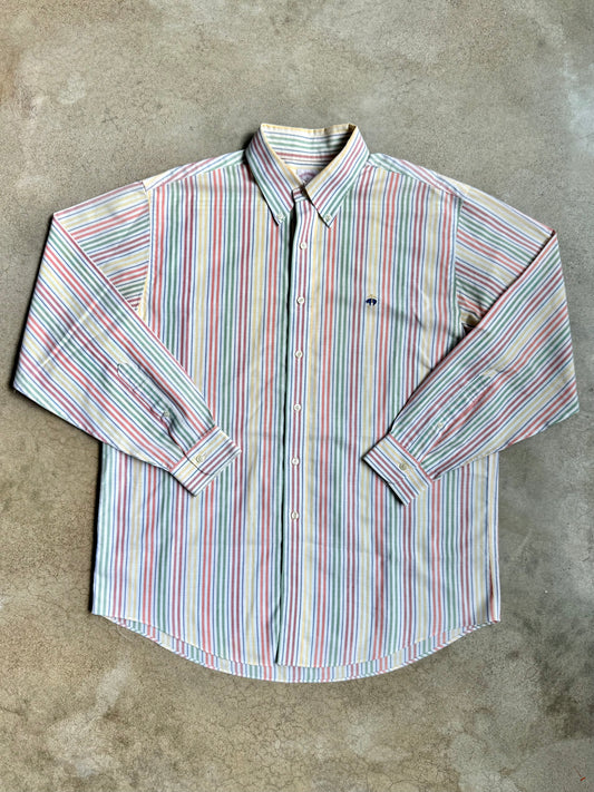Brooks Brothers Pastel Striped Supima Cotton Button-Down Shirt | Large