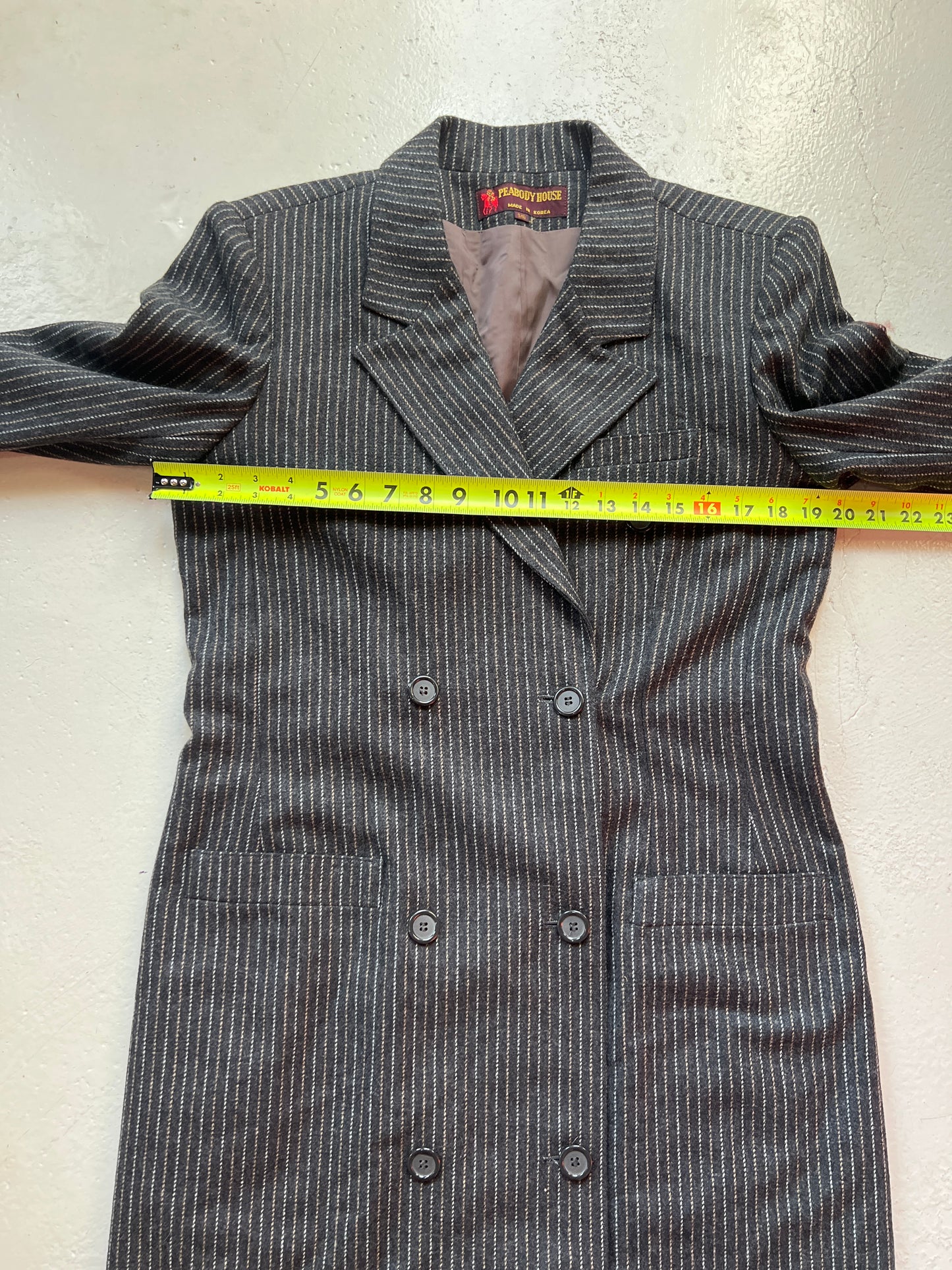 Vintage Peabody House Pinstripe Longline Jacket | Medium