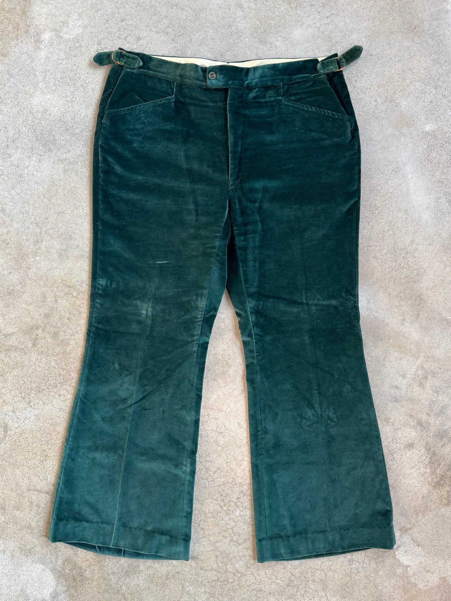 Vintage 1970s Ratner Green Velvet Two-Piece Suit | L/XL