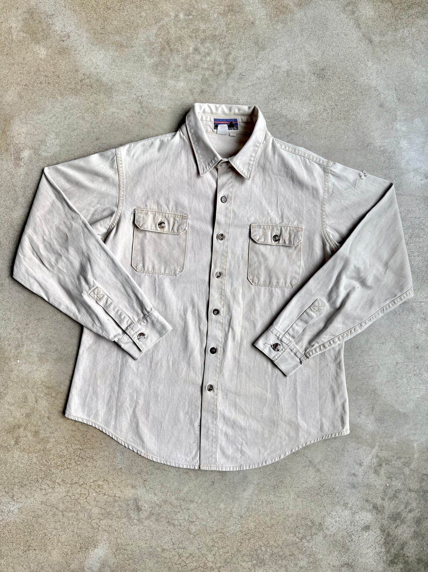 Vintage 1980s Patagonia Beige Canvas Utility Shirt | XL