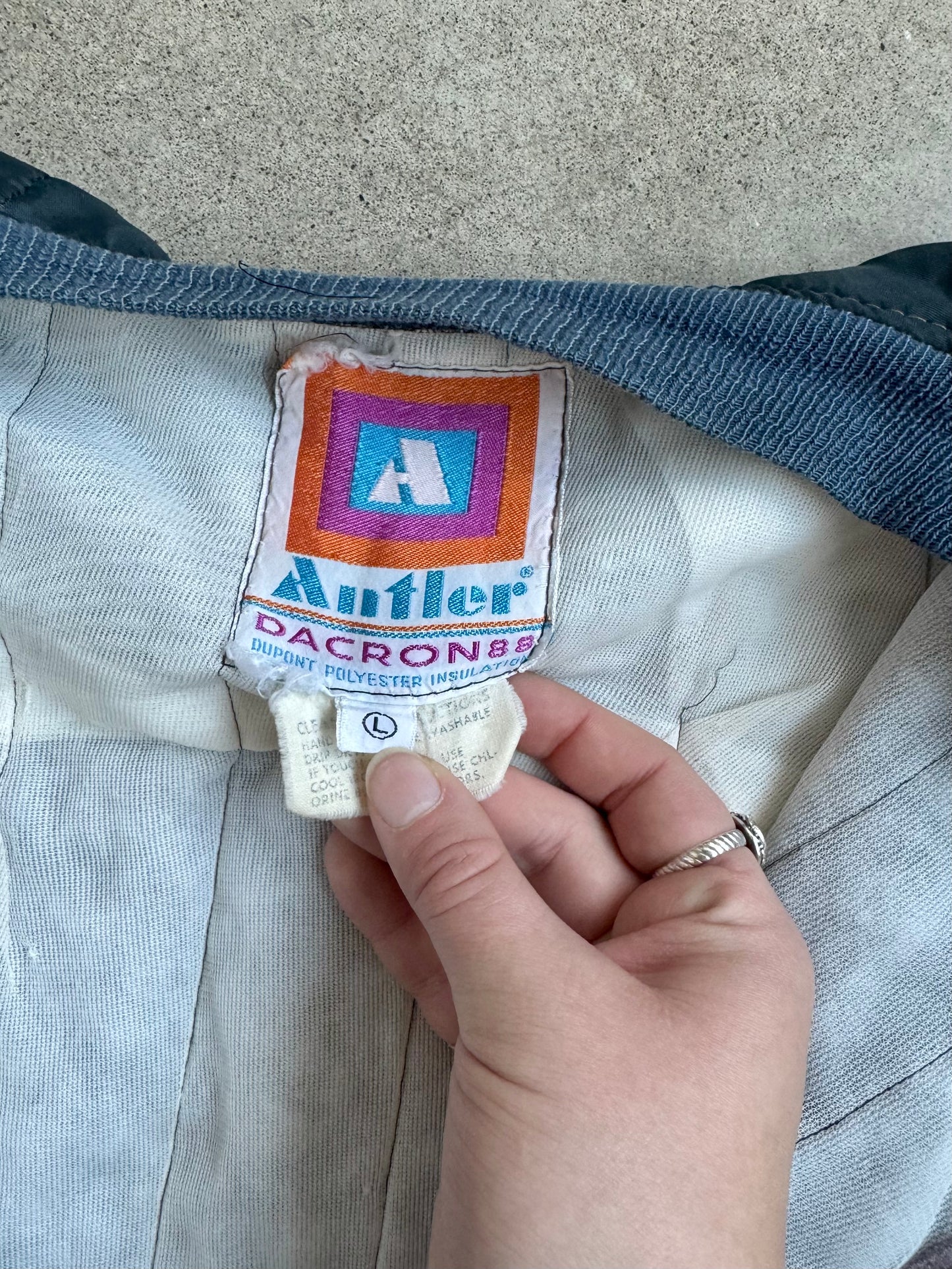 Vintage 1980s Antler Blue Zip-Up Quilted Liner Jacket | Large