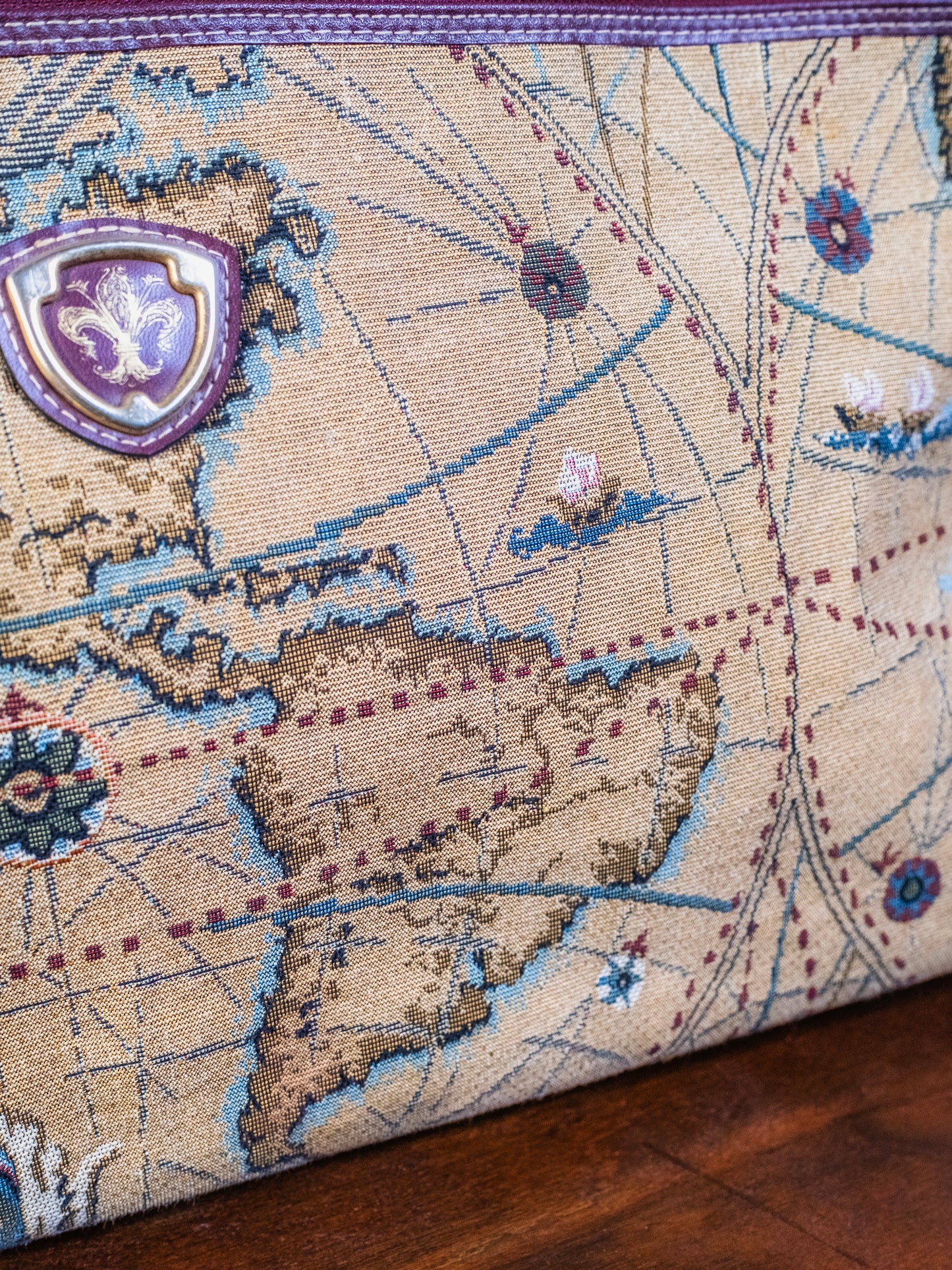 Vintage 1980s Capezio Map Tapestry Luggage Bag