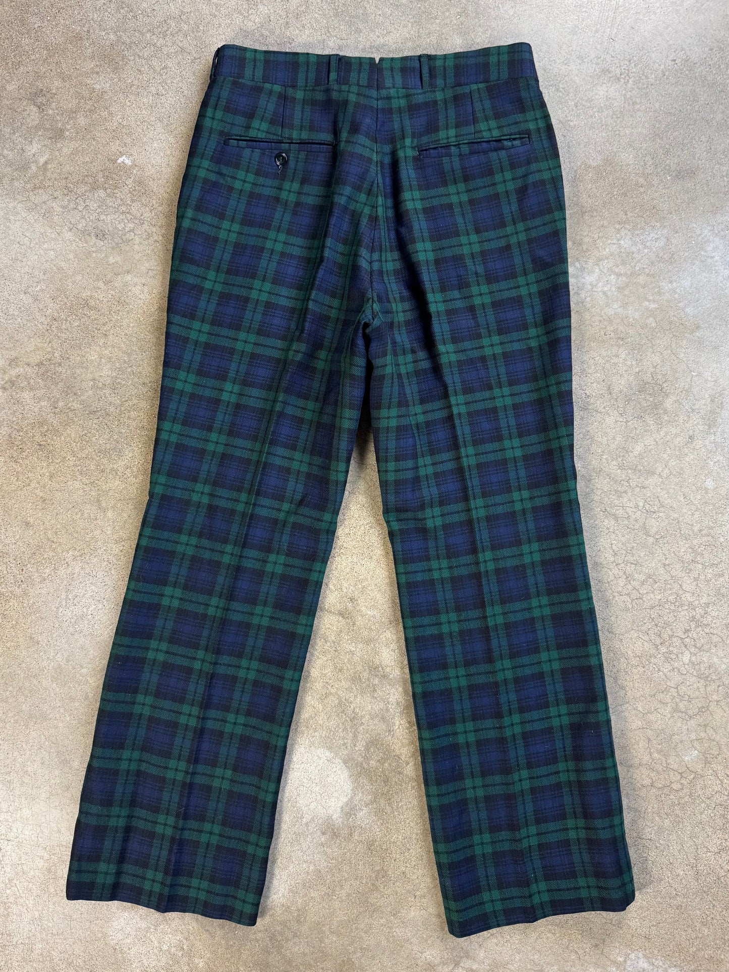 Vintage 1960s Hammond's by Corbin Green & Navy Tartan Plaid Trousers | Waist 32”
