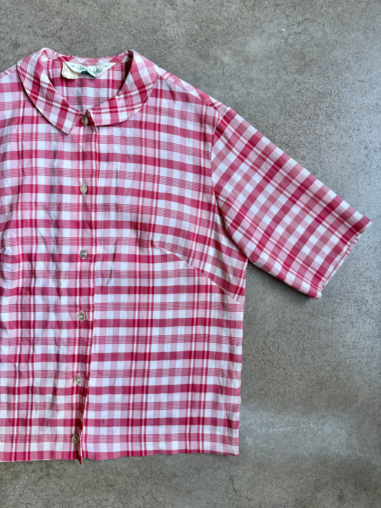 Vintage 1950s Majestic Red & White Plaid Two-Piece Skirt Set | XS