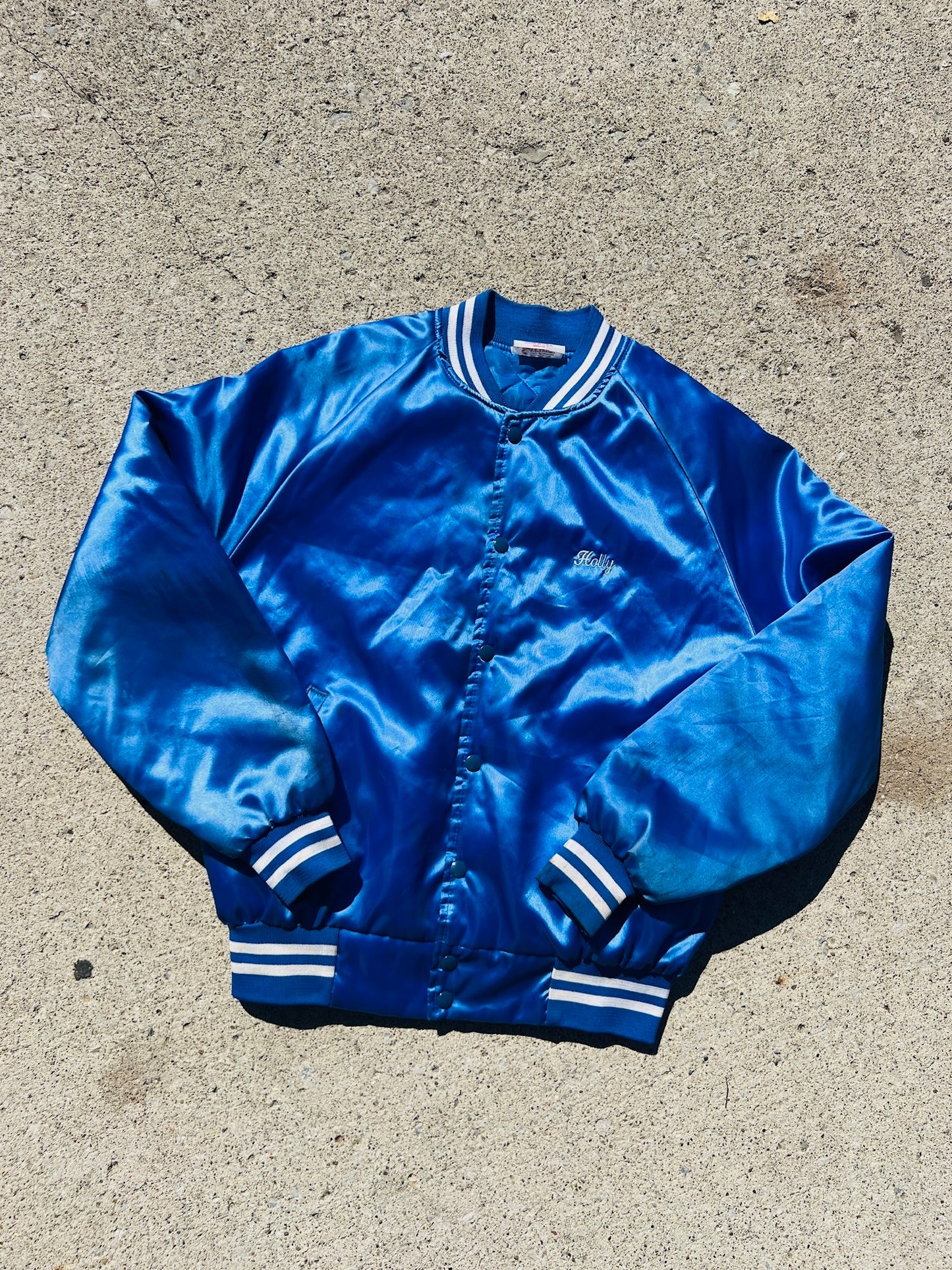 Vintage Cantley’s Racing Columbus Blue Satin Bomber Jacket | Medium