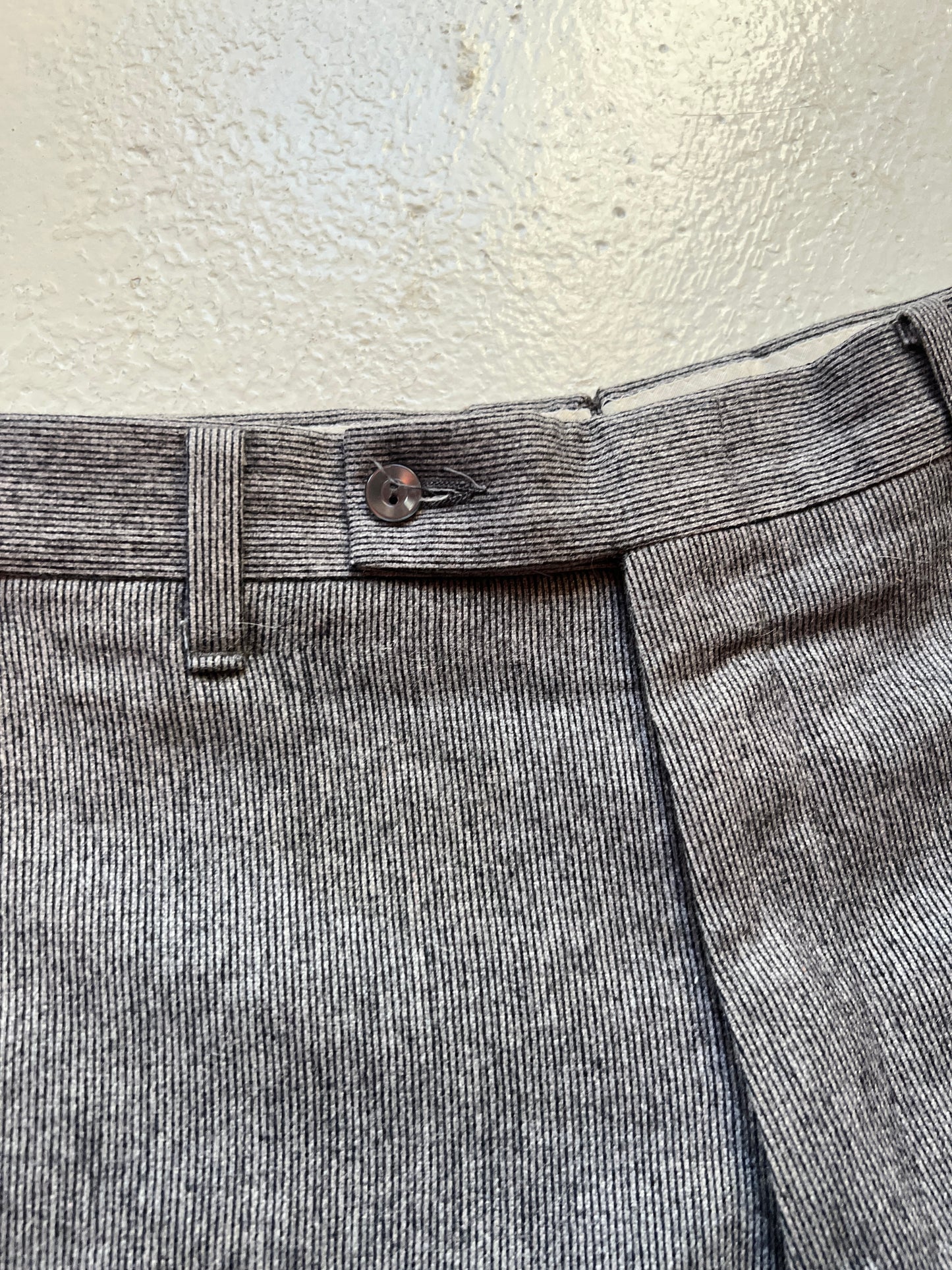 Vintage Grey Striped Wool Trousers | Waist 29”