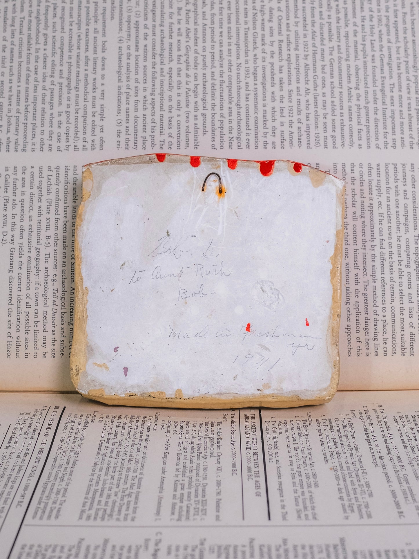 Vintage 1940s Handmade & Signed Chalkware "Farm Boy” Wall Art