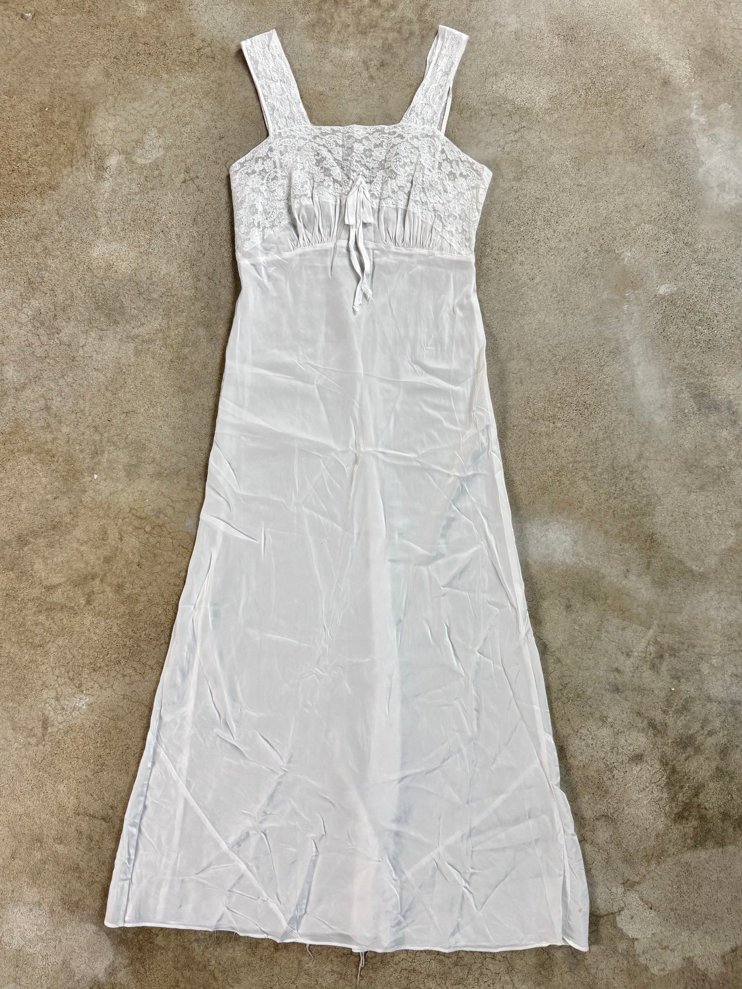 Vintage 1940s Skylon White Lace Nightgown Slip Dress | Small
