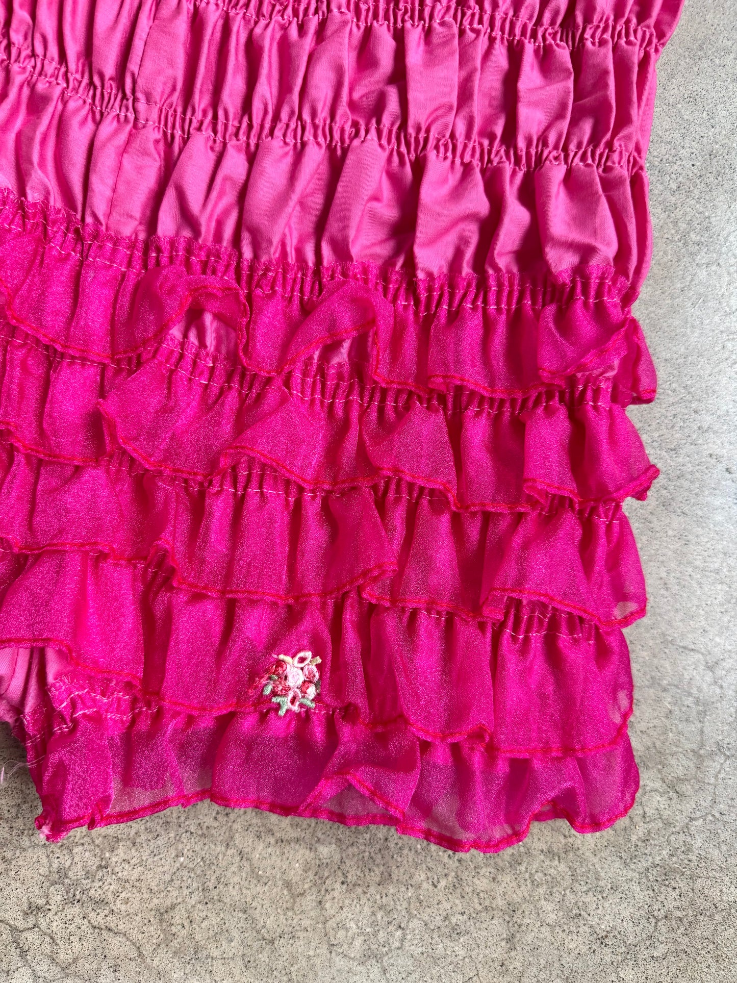 Vintage 1970s Ruthad Hot Pink Organza Ruffle Bloomers | One Size