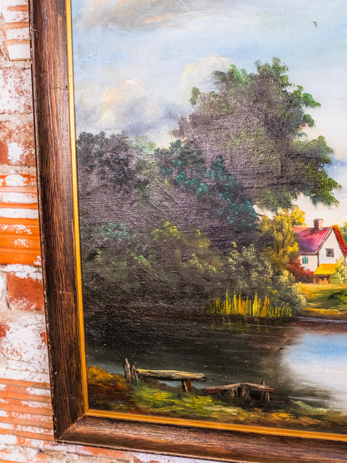 Framed Harold Harrington Betts “Waterfront Homestead” Landscape Oil Painting | Signed