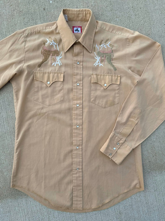 Vintage 1980s Chute Saddle Embroidered Pearl Snap Western Shirt