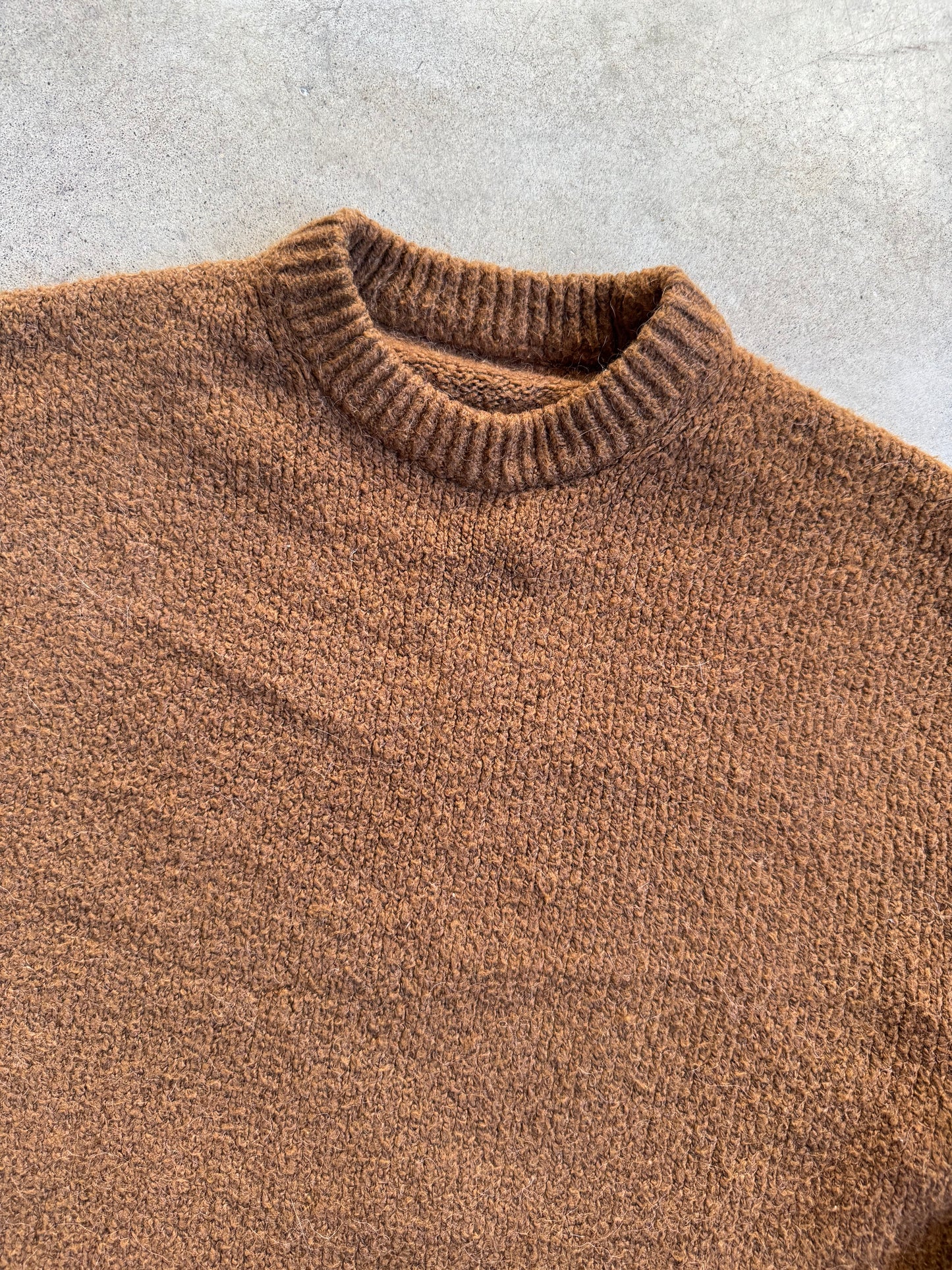 Vintage 1980s Brown Wool Knit Crewneck Sweater | Large