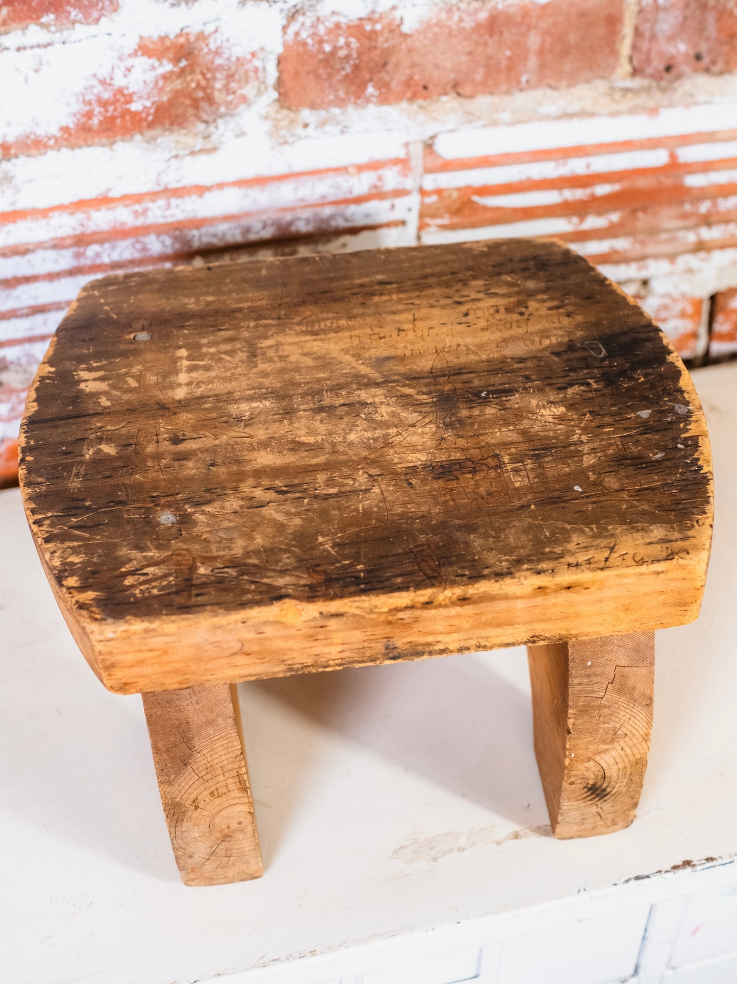 Vintage Handmade Etched Wood “Retirement” Footstool